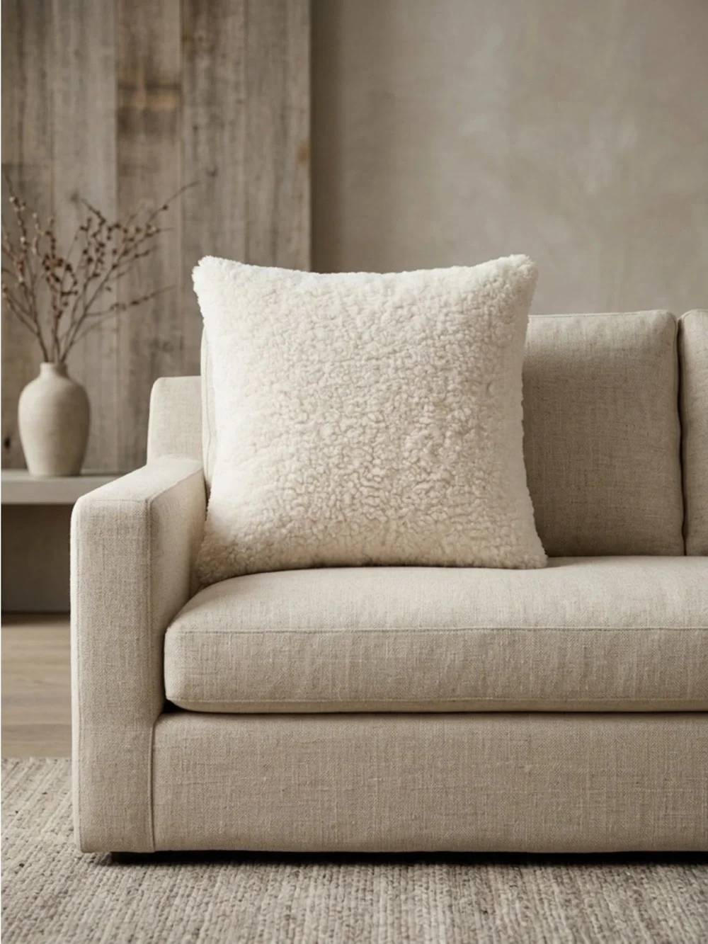 Natures Collection Throw Pillow New Zealand Sheepskin Cream 18x18
